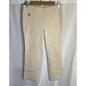 RAFAELLA COMFORT tan elastic waist pull on stretchy cropped capri pants 10